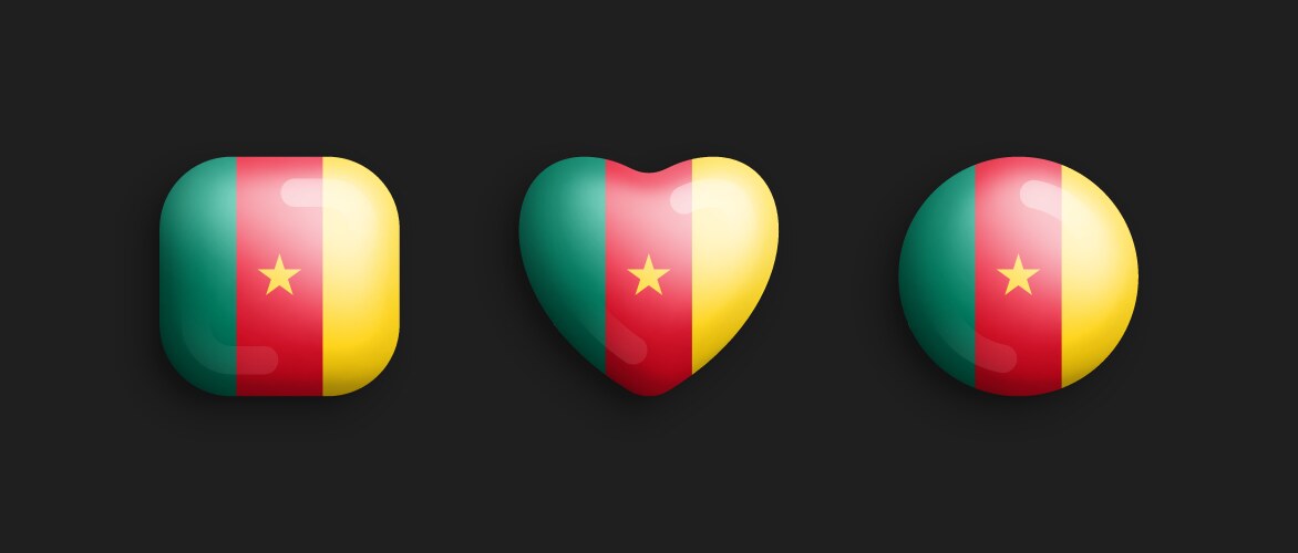 Cameroon official national flag 3d glossy icons vector image