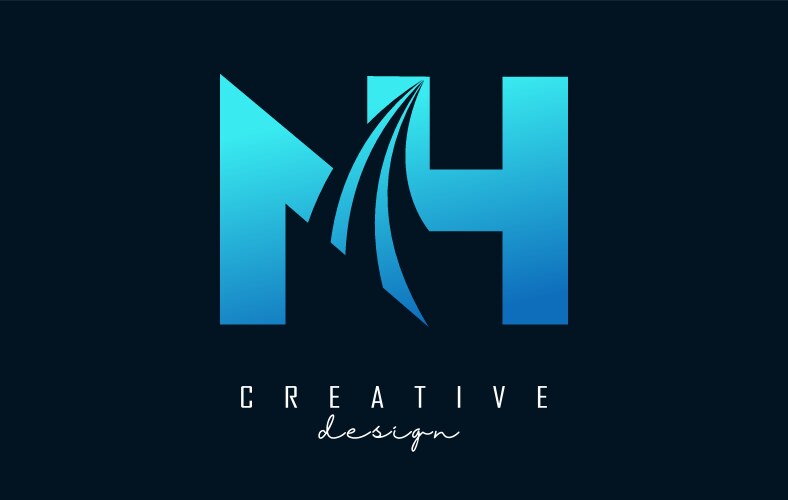 Creative blue letters nh n h logo with leading Vector Image