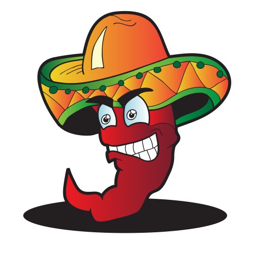 Mexican pepper cartoon character isolated on white Vector Image