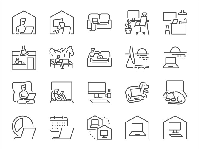 work from home icon set vector image