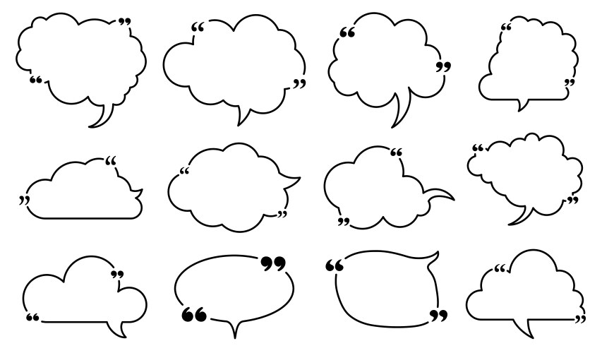 Cloud shaped speech bubble with quotation marks Vector Image