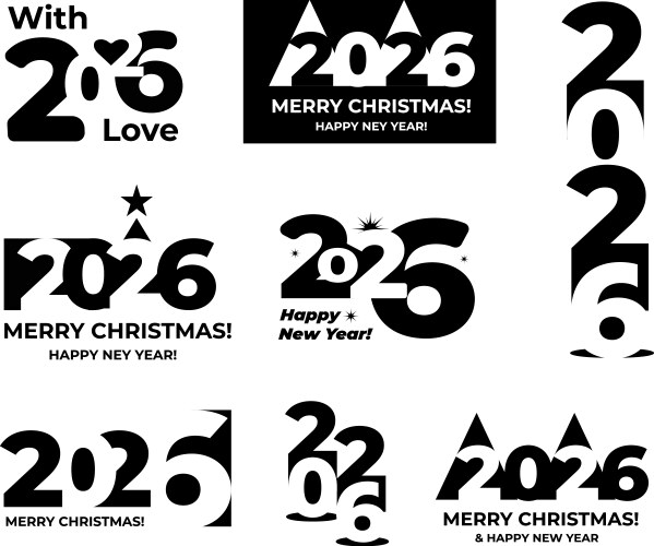 2026 negative space design new year logotype set Vector Image