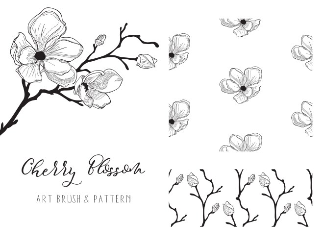 Cherry Blossom Branch Pattern Vector Image