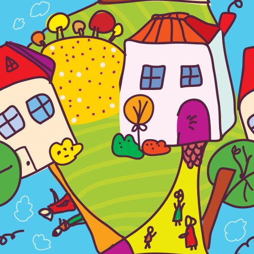 Whimsical Town Pattern Vector Image