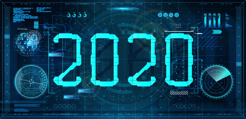 technology 2020 new year concept in style hud vector