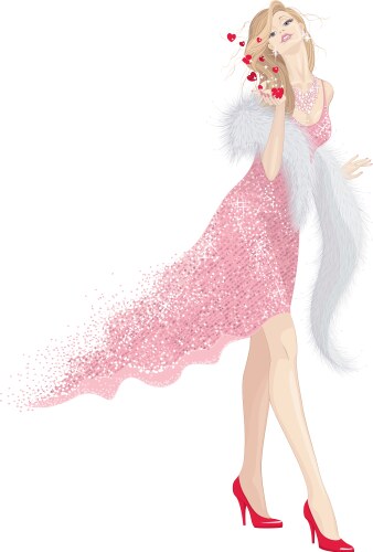 Woman Sending Kisses Vector Image
