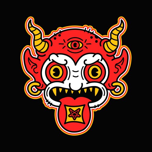 Psychedelic Devil with LSD Blotter Vector Image