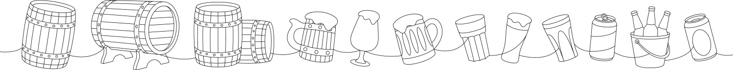 beer set one line continuous drawing old wooden vector image