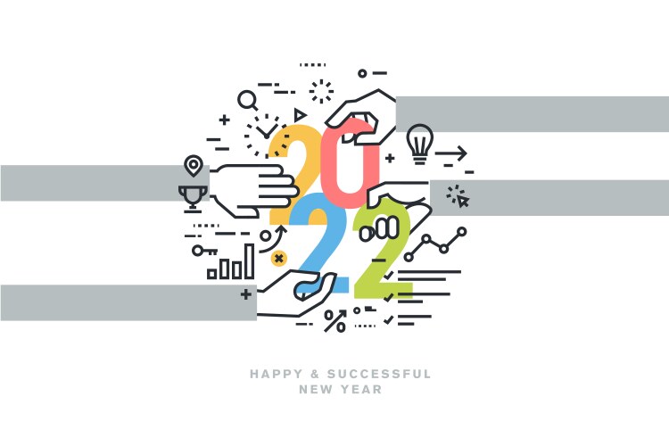 Business happy new year 2022 greeting card vector image