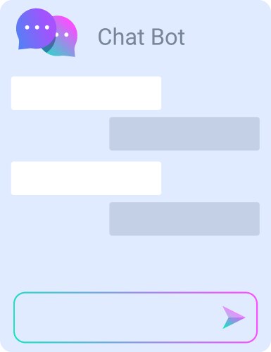 Chat bot window displaying history and input vector image