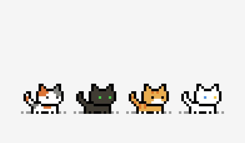 8 bit pixel gray cat cartoon Royalty Free Vector Image