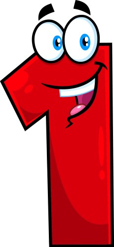 Funny red number one 1 cartoon character vector image