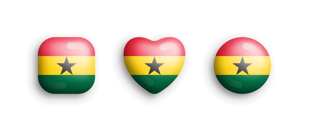 ghana official national flag 3d glossy icons vector