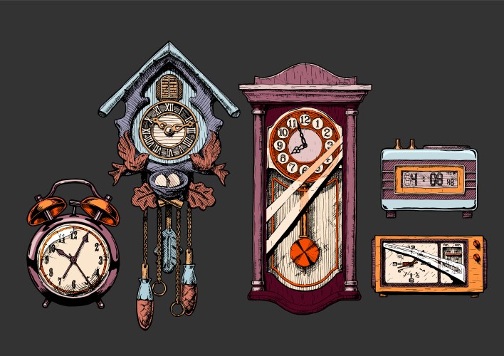 Old clocks Royalty Free Vector Image - VectorStock