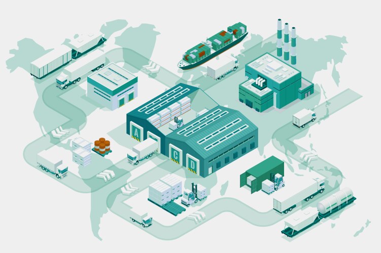 Web template banner global logistics network flat Vector Image