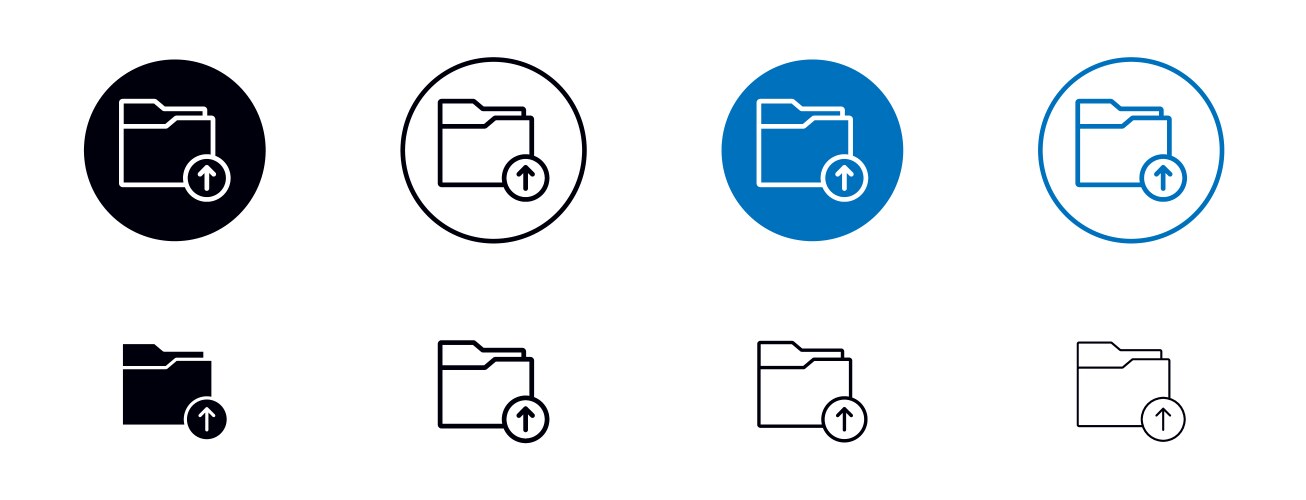 Folder upload icon set data file symbol Royalty Free Vector
