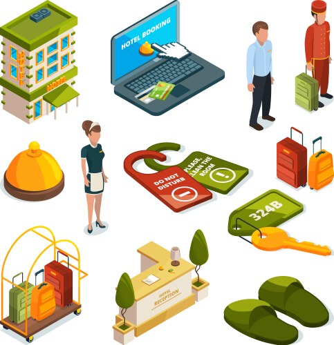 Hotel interior 2x2 design concept Royalty Free Vector Image