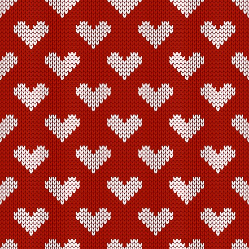 Seamless knitting pattern with hearts Royalty Free Vector