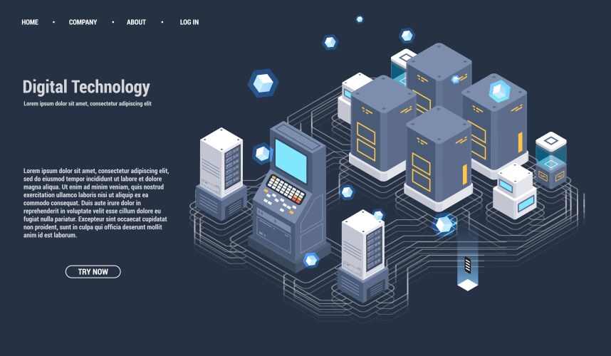 Isometric Server Data Center Vector Image