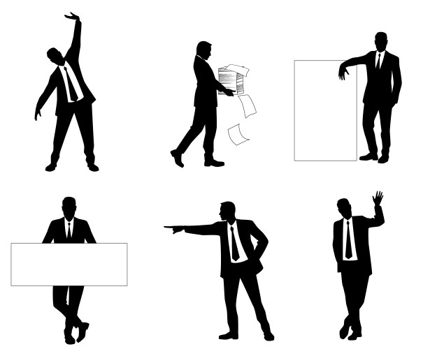 Six Businessmen Silhouettes Vector Image