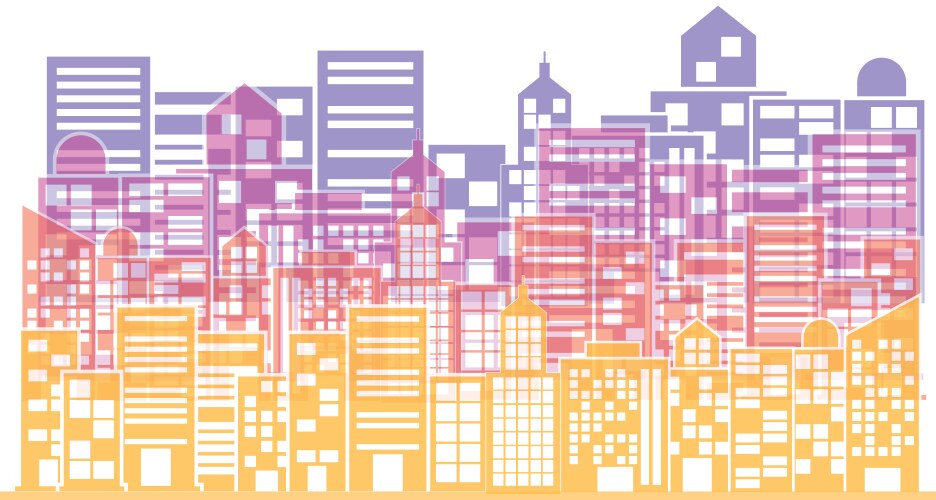 multicolor building and city scene vector