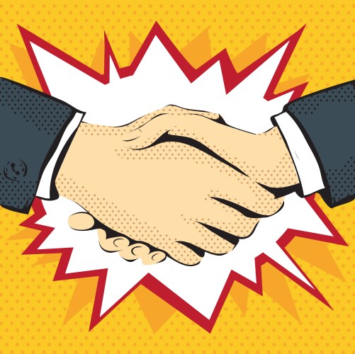 Retro graphics drawing handshake Vector Image