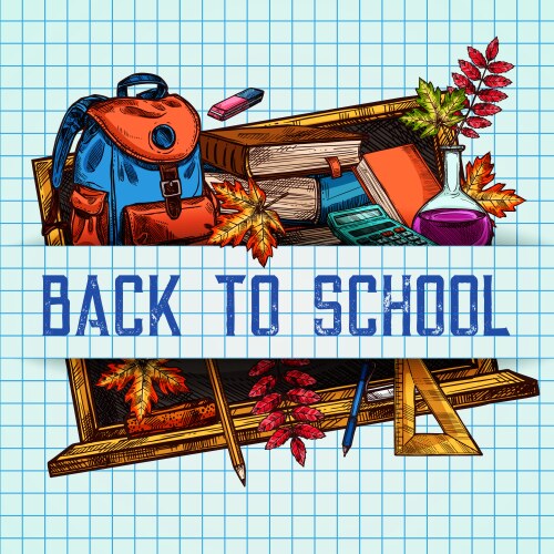 back to school sketch pattern poster vector image