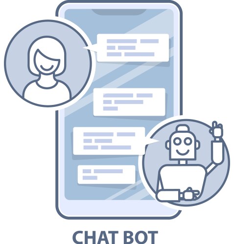 Chatbot helper - chatting with robot virtual vector image