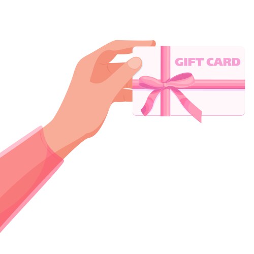 Gift card woman s hand with a certificate vector image