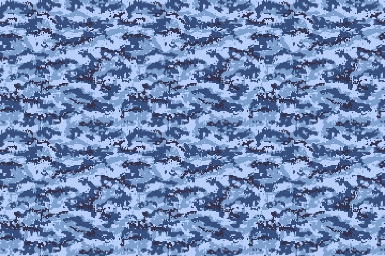 pixel blue water camouflage digital background vector