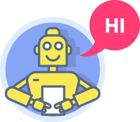 chatbot - robot prompter with list sheet vector image