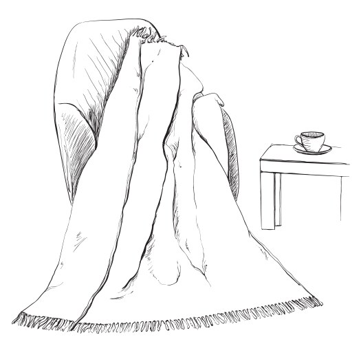 Cozy Blanket Sketch on Chair Vector Image