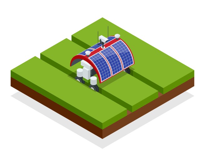 isometric automation smart farming on the field vector image