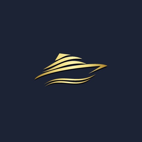 speed boat abstract gold logo vector image