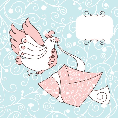 Cute bird with a letter Vector Image