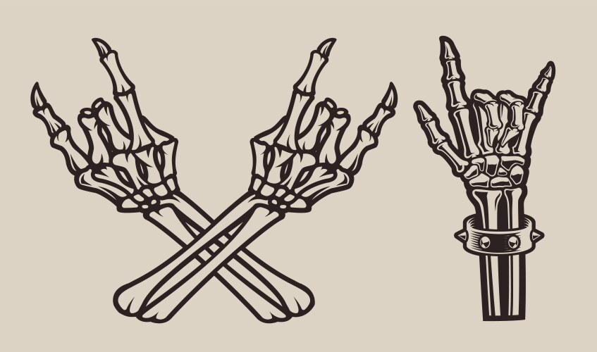 Skeleton Hands Set Vector Image
