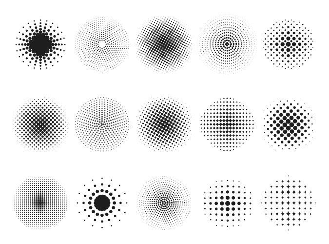 Circle halftone abstract dotted circles round Vector Image