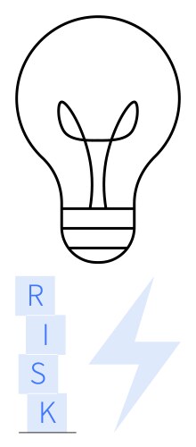 Lightbulb with risk blocks and lightning bolt vector image