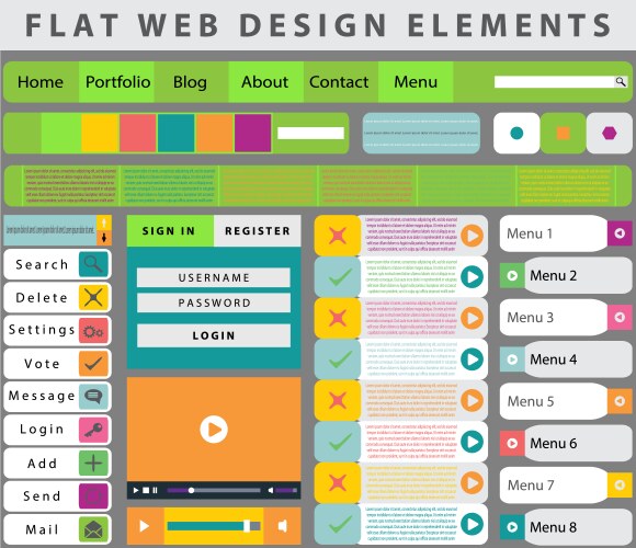 web design elements buttons icons vector image