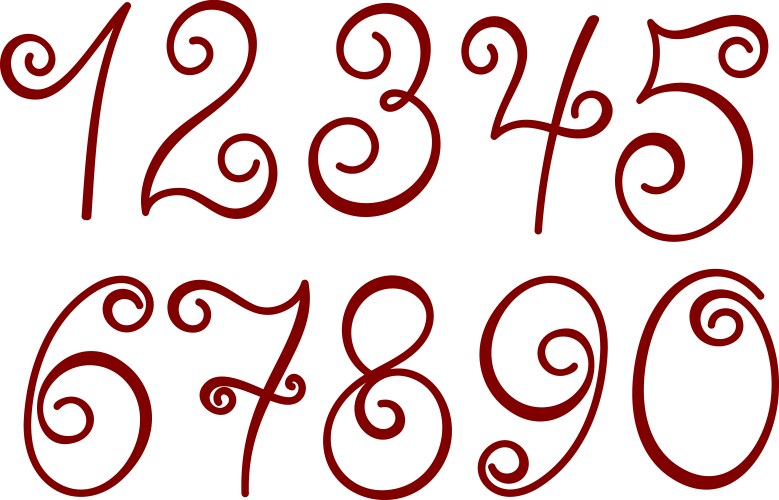 Continuous one line numbers hand drawn counting Vector Image