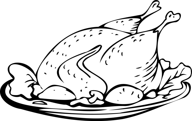 Fried chicken thin black lines on a white Vector Image