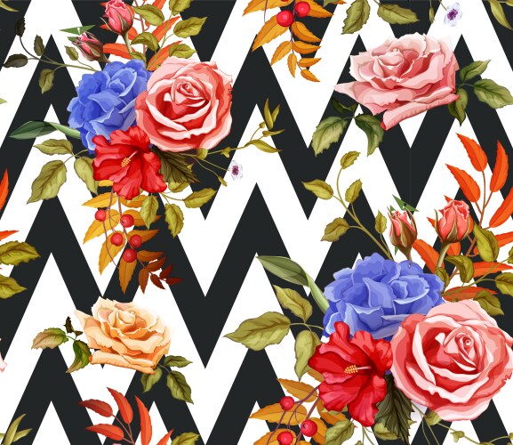 Hibiscus Rose Floral Seamless Pattern Vector Image