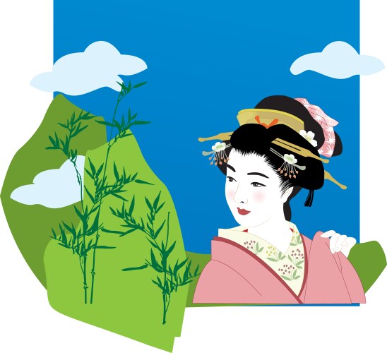 Geisha in the mountains vector image