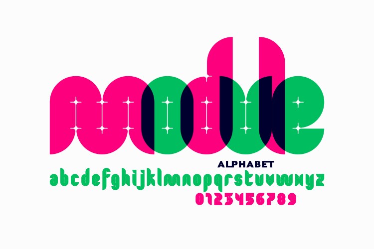 Modular style font alphabet letters and numbers vector image