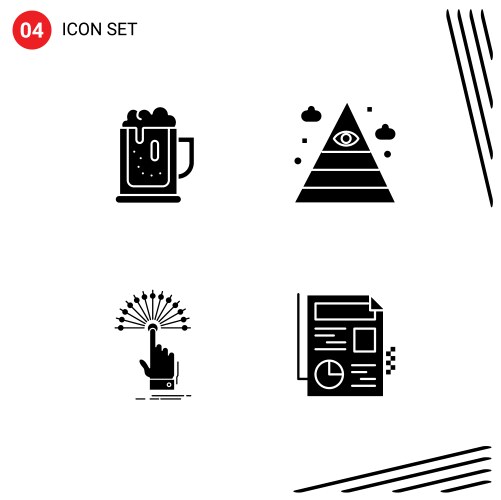 Pack 4 modern solid glyphs signs and symbols Vector Image