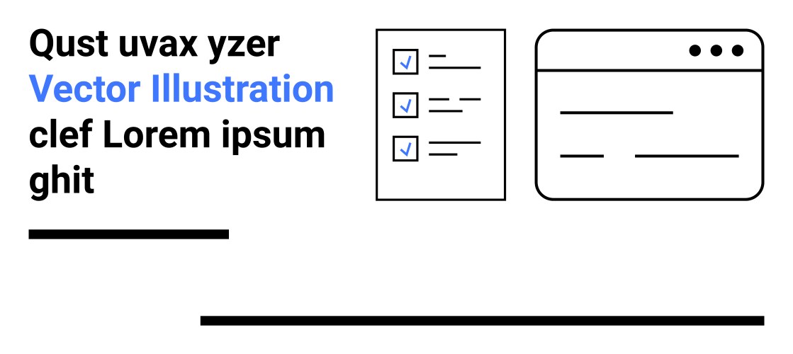 Checklist and web interface outline with text vektorbild