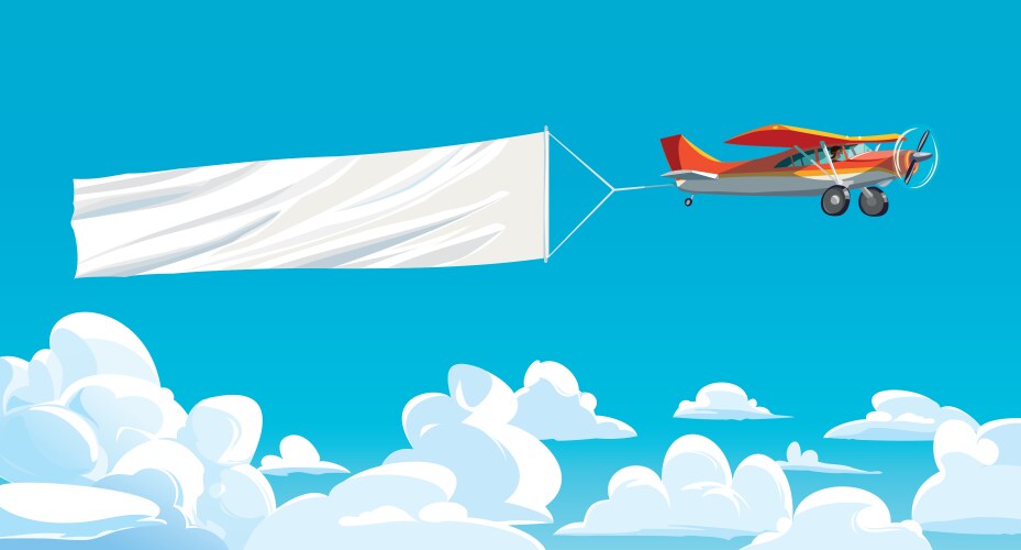 Kid flying plane with banner Royalty Free Vector Image