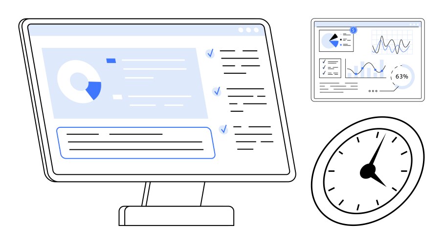 Digital analytics dashboard with checklist graph vector image