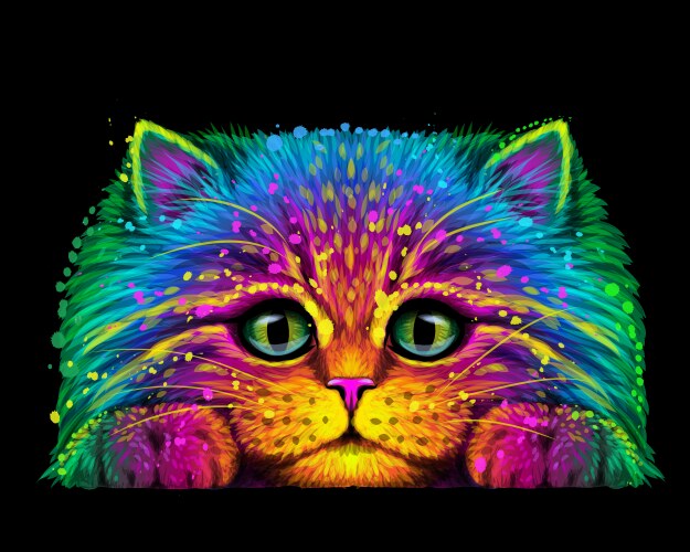 Cat abstract multicolored portrait vector image