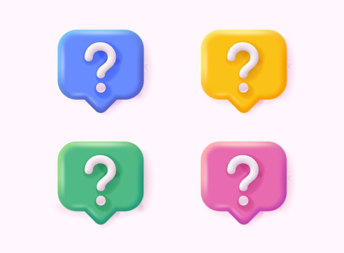 Bubble ask icon faq question mark set of render vector image